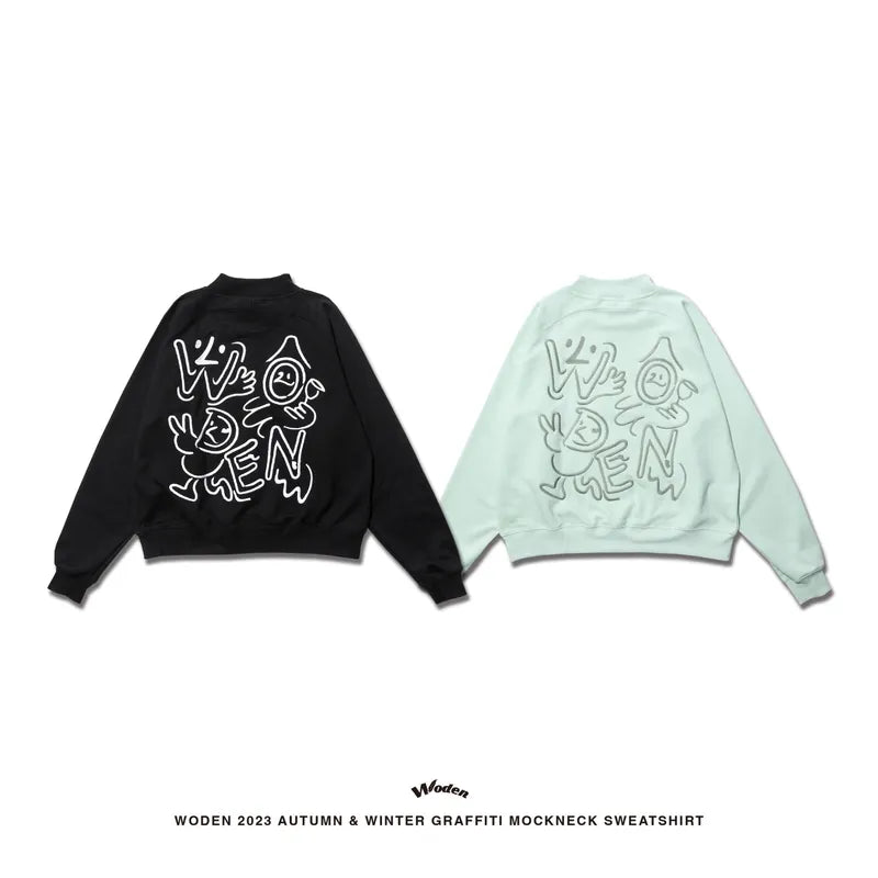 WODEN 2023 Autumn & Winter Graffiti Mockneck Sweatshirt