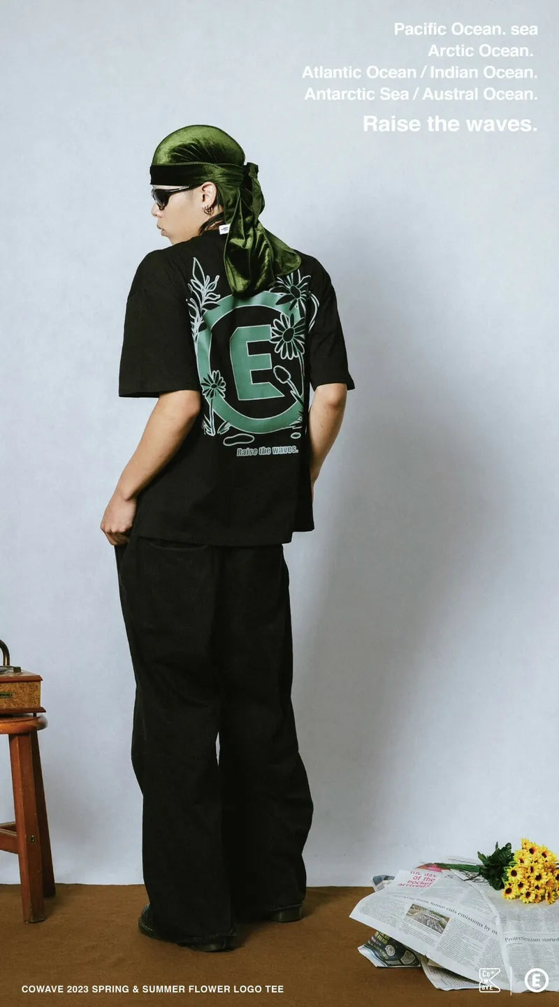 Cowave 2023 Spring & Summer Flower LOGO Tee 黑