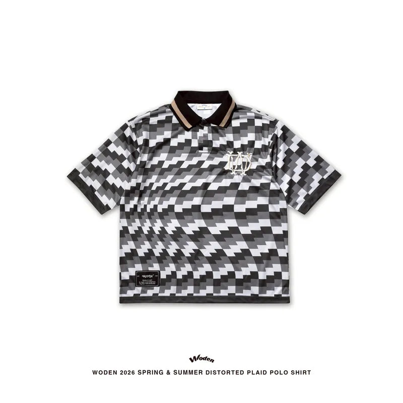 WODEN 2026 Spring & Summer 005 Distorted Plaid Polo Shirt