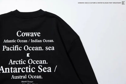 Cowave 2023-24 Fall & Winter Slogan font Sweatshirt