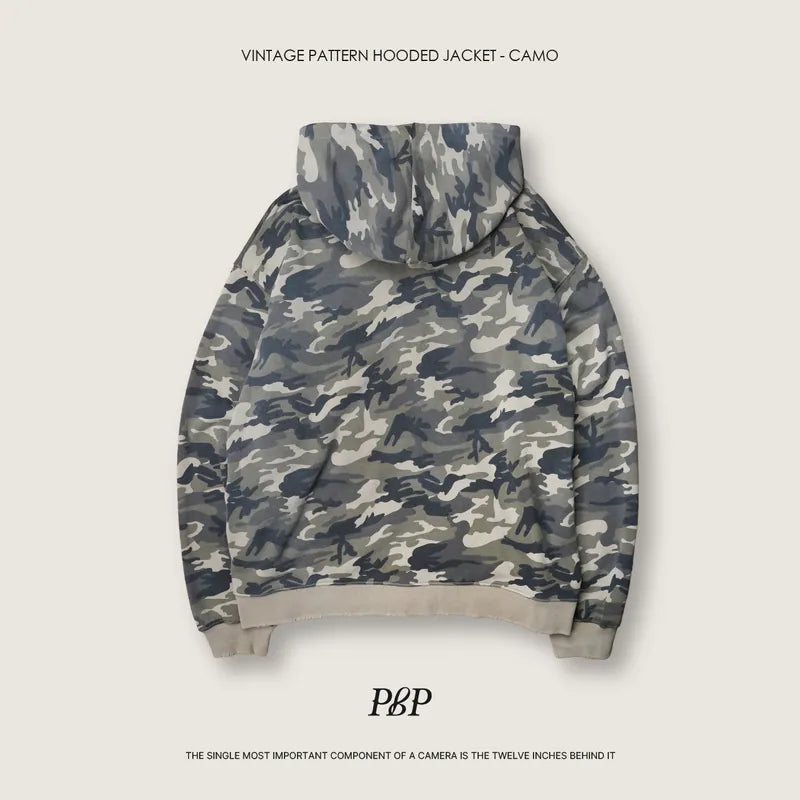 P.B.P - VINTAGE PATTERN HOODED JACKET - CAMO