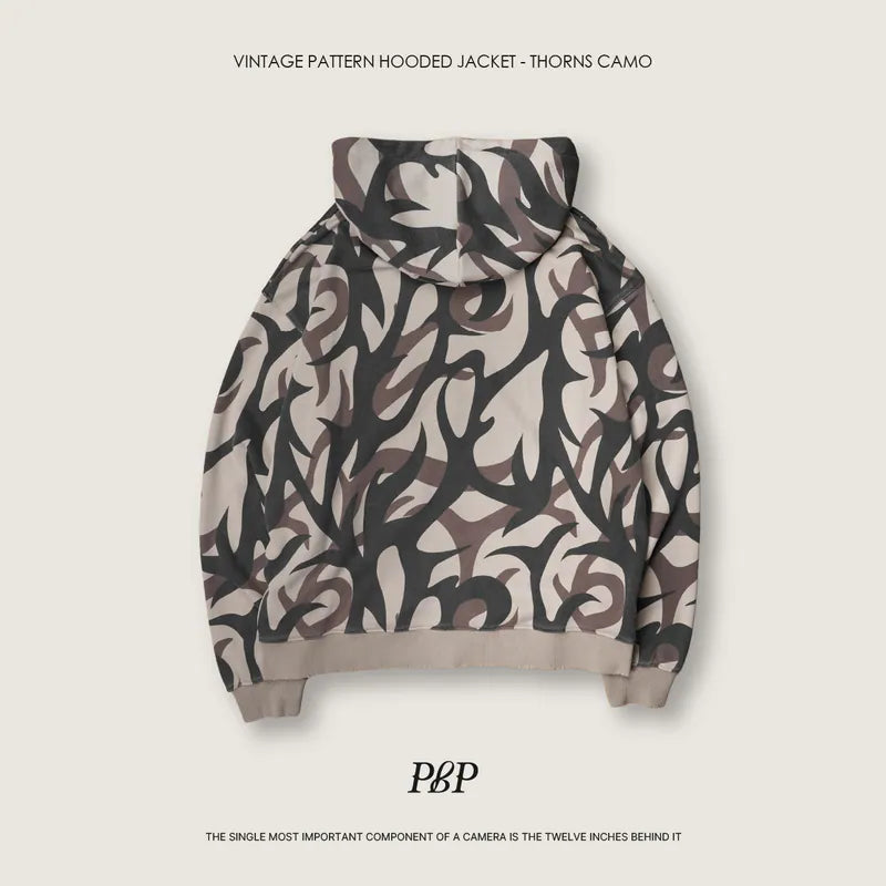 P.B.P - VINTAGE PATTERN HOODED JACKET - THORNS CAMO