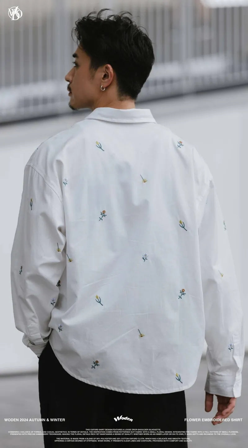 WODEN 2024 Autumn & Winter 059 Flower Embroidered Shirt