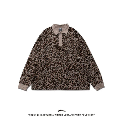 WODEN 2023 Autumn & Winter 061 Leopard Print POLO Shirt
