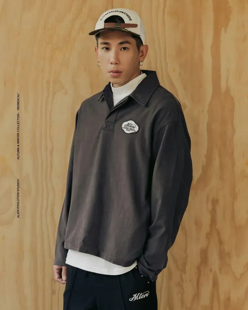 AES Alien Star Applique Washed Polo Shirt