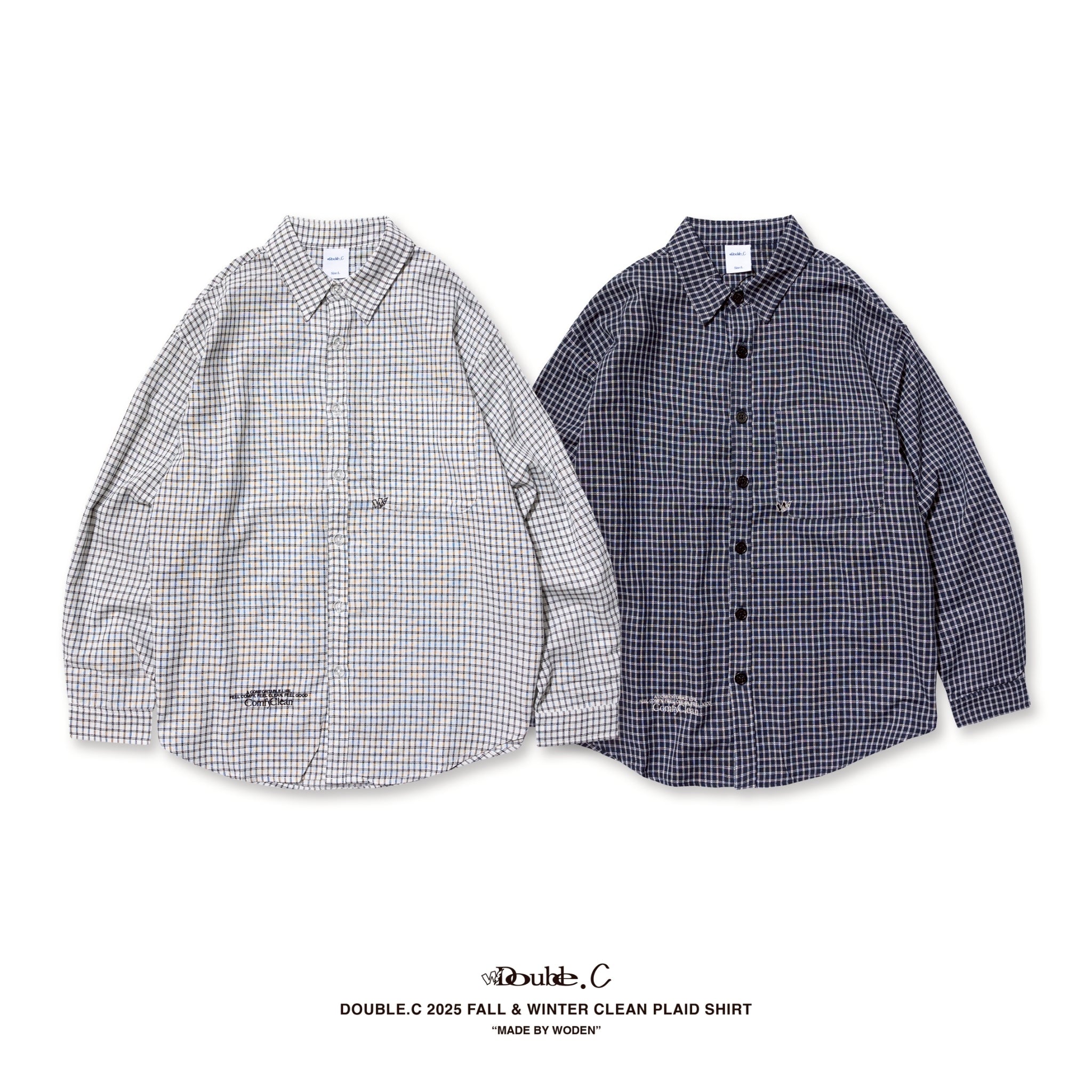 Double.C 2025 Fall & Winter Clean Plaid Shirt