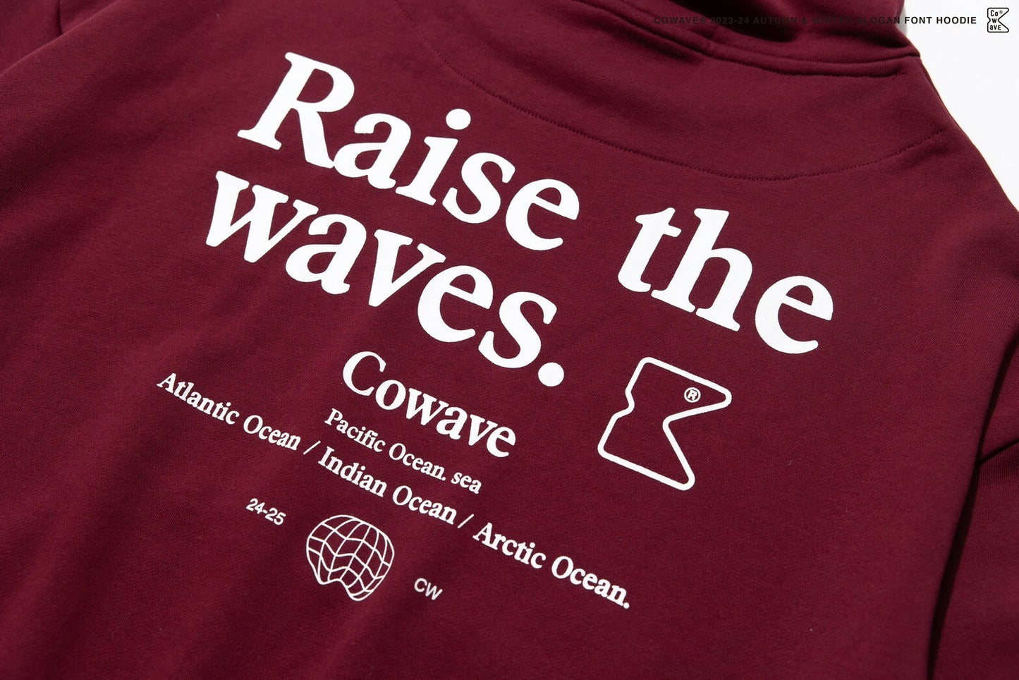 Cowave 2023-24 Fall & Winter Slogan font Hoodie 酒紅