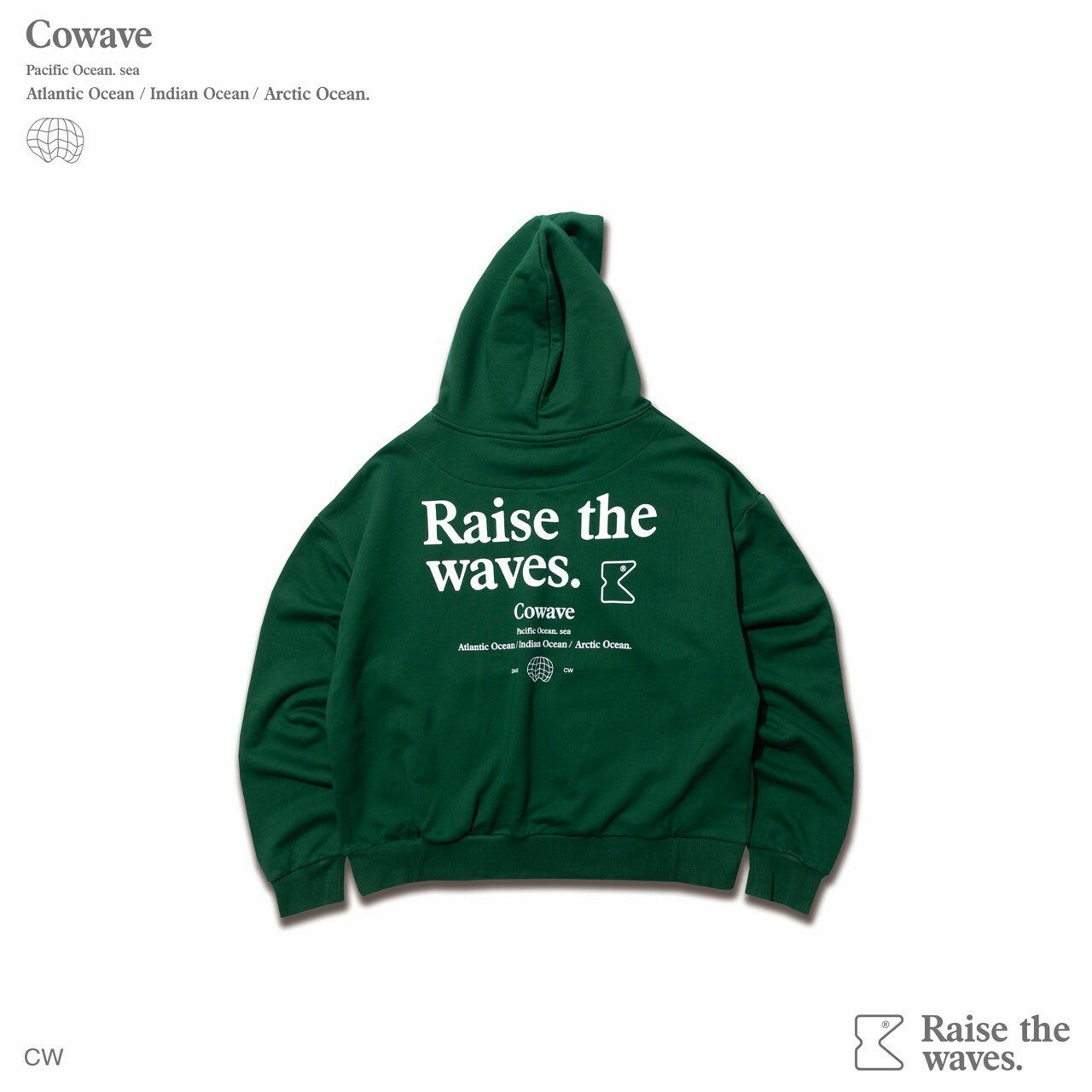 Cowave 2023-24 Fall & Winter Slogan font Hoodie 綠