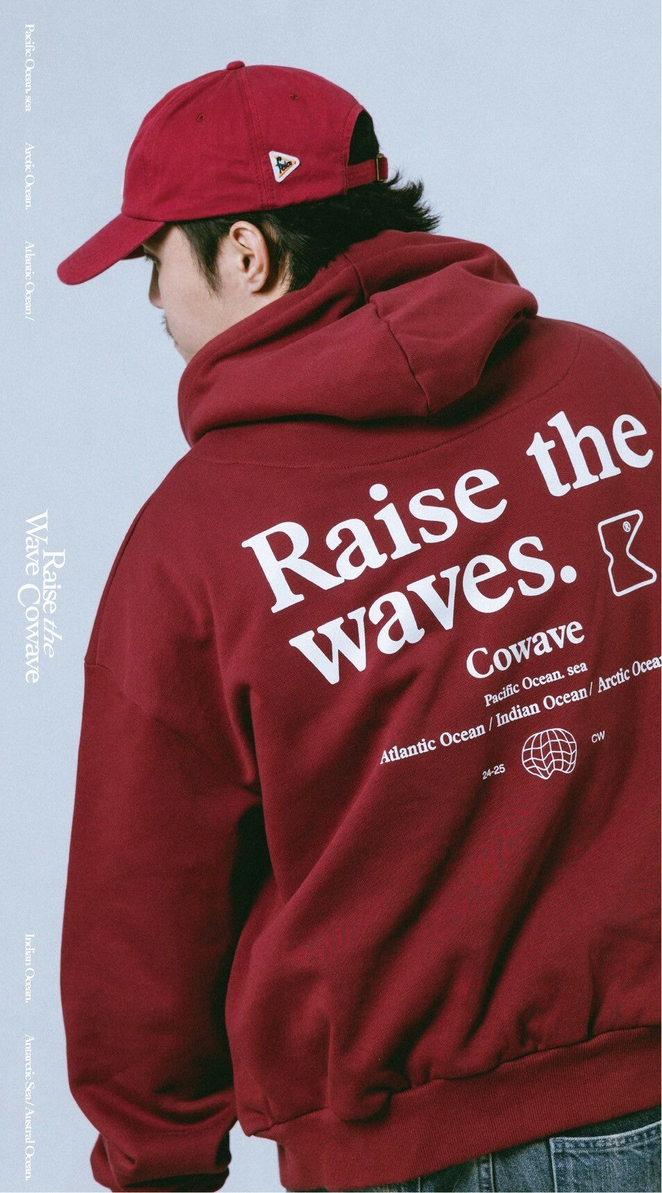 Cowave 2023-24 Fall & Winter Slogan font Hoodie 酒紅