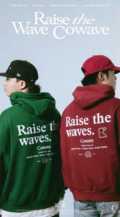 Cowave 2023-24 Fall & Winter Slogan font Hoodie 酒紅