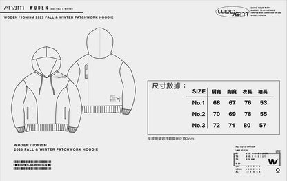 WODEN® / IONISM® 2023 Fall & Winter Patchwork Hoodie 黑