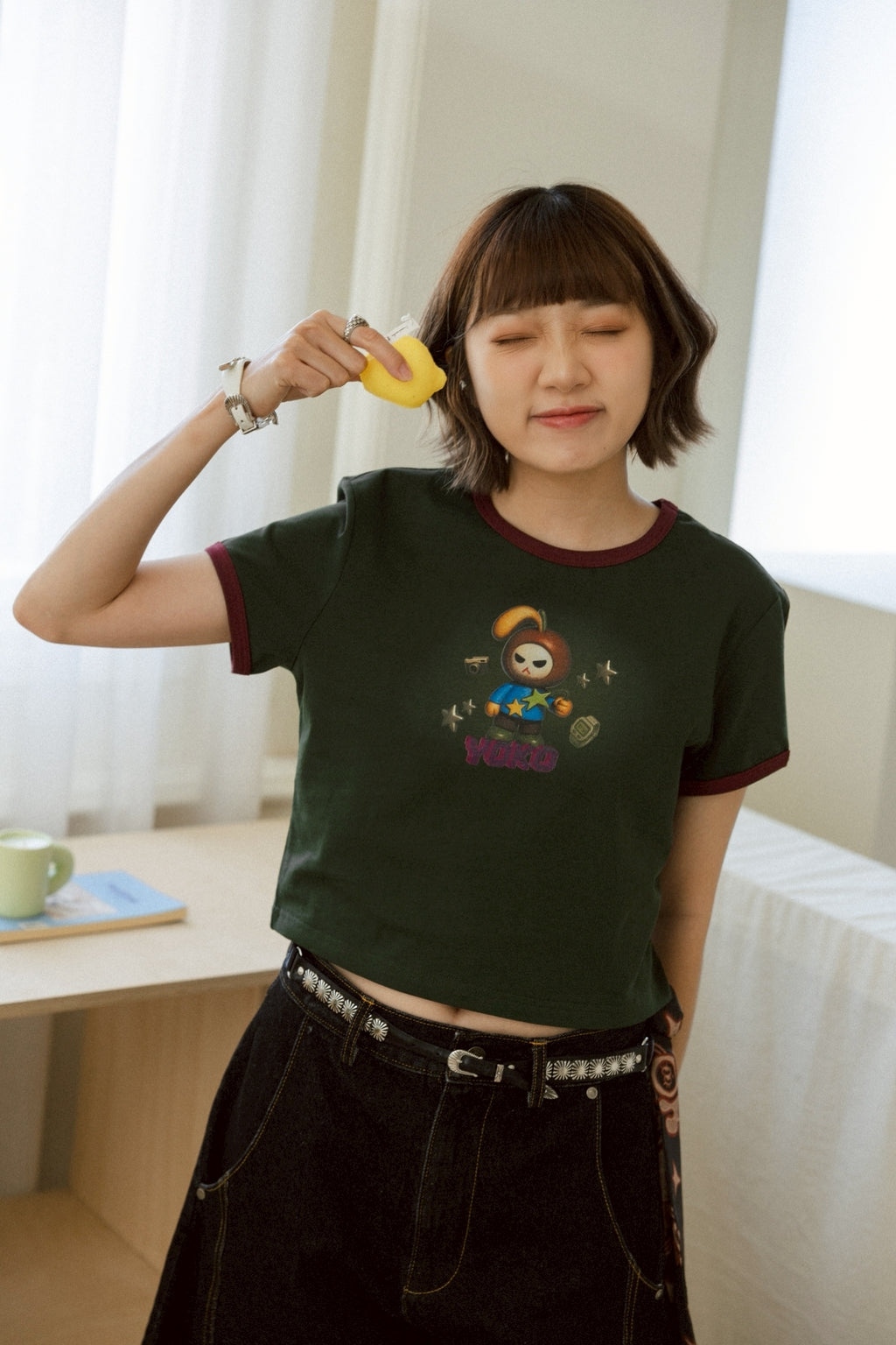 YOKO Logo Color-block T-shirt