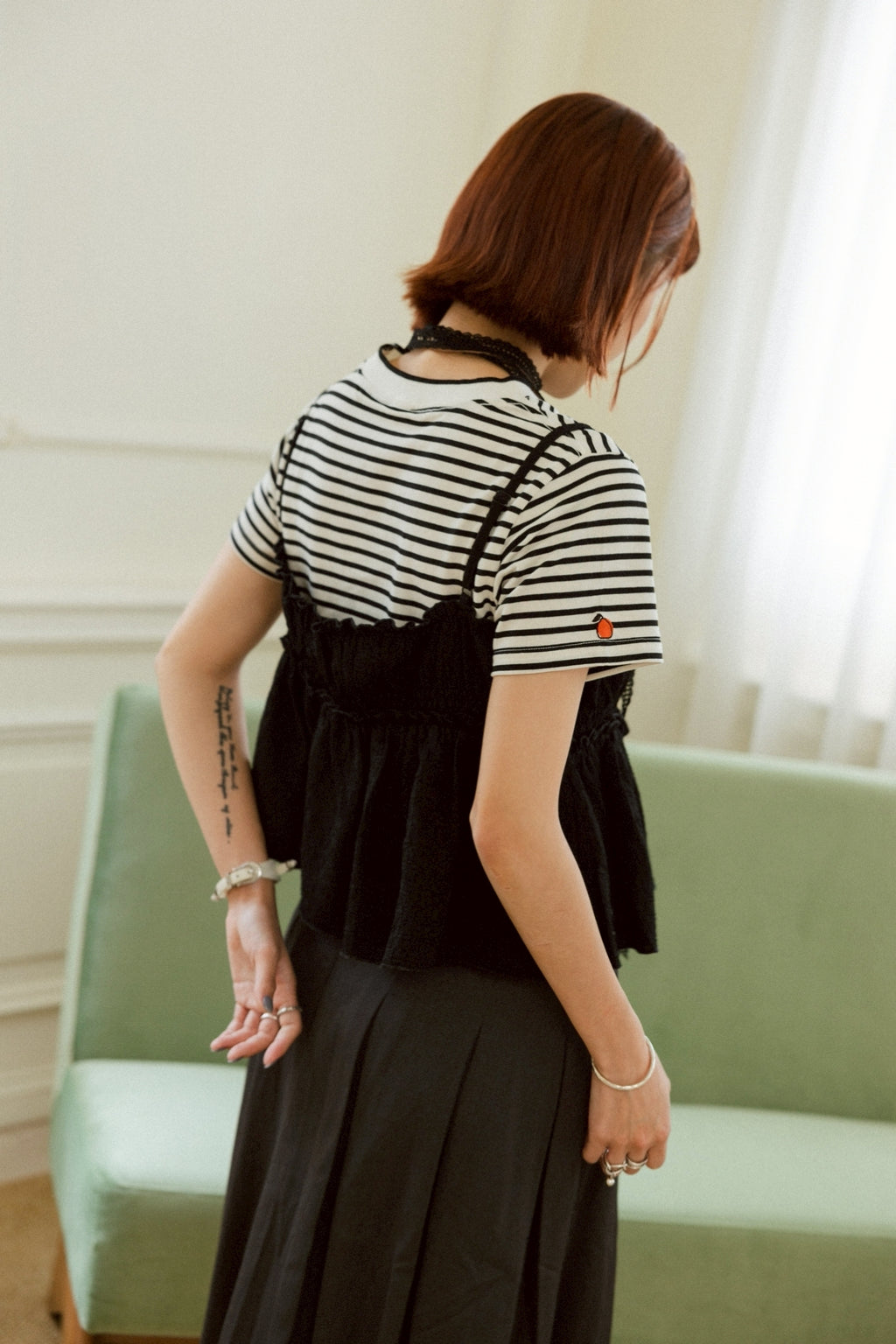 YOKO 條紋修身短版Tee