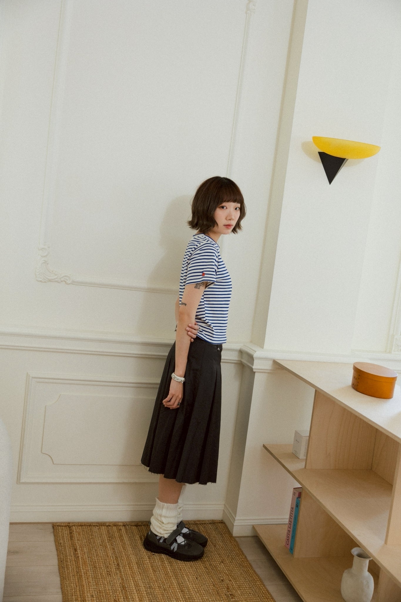 YOKO 條紋修身短版Tee