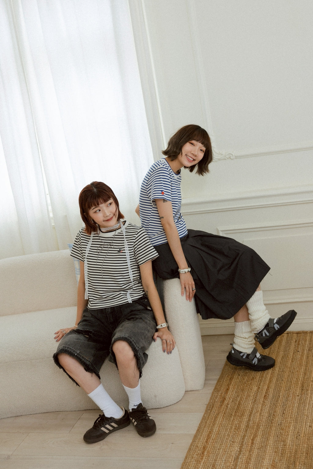 YOKO 條紋修身短版Tee