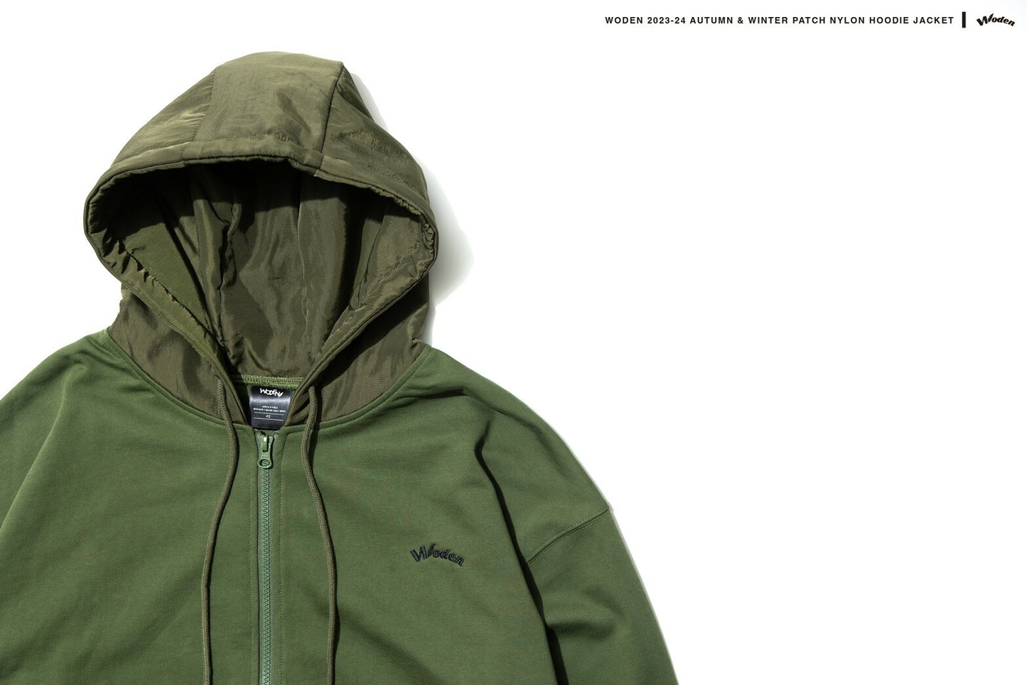 WODEN 2023-24 Autumn & Winter 005 Patch Nylon Hoodie Jacket 綠色