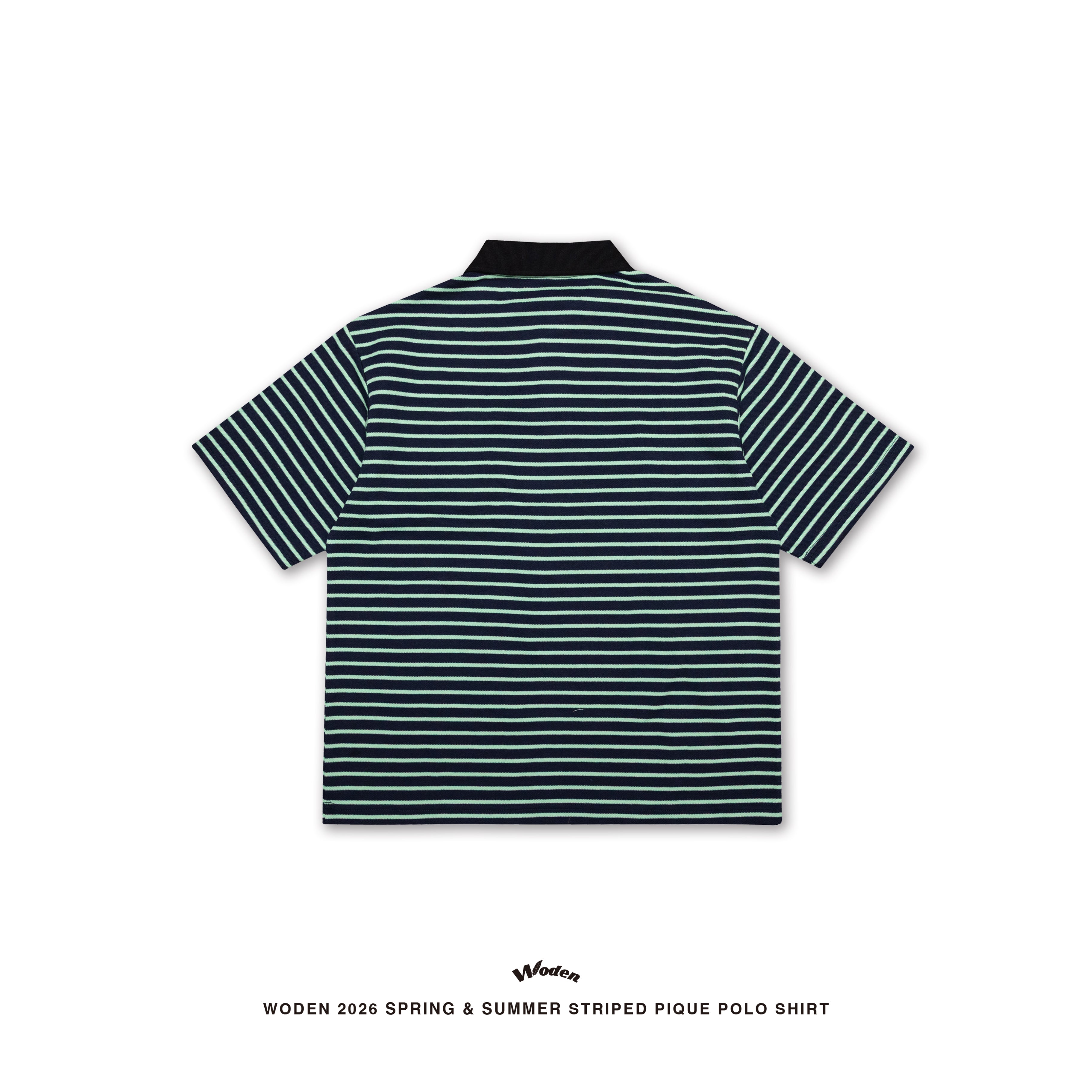 WODEN 2026 Spring & Summer Striped Pique Polo Shirt