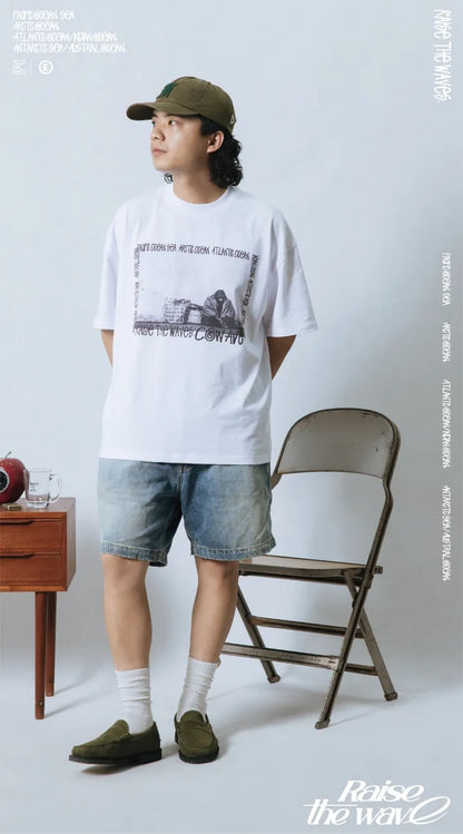 COWAVE 2024 Spring & Summer Begging Picture Font Tee - 白色款