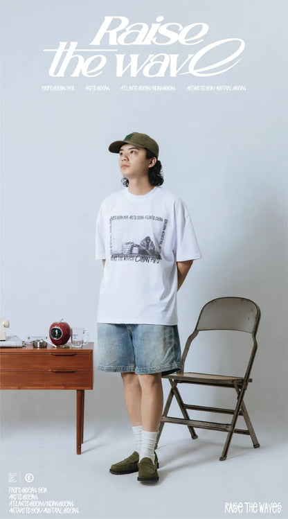 COWAVE 2024 Spring & Summer Begging Picture Font Tee - 白色款