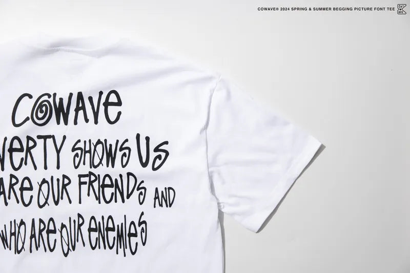 COWAVE 2024 Spring & Summer Begging Picture Font Tee - 白色款