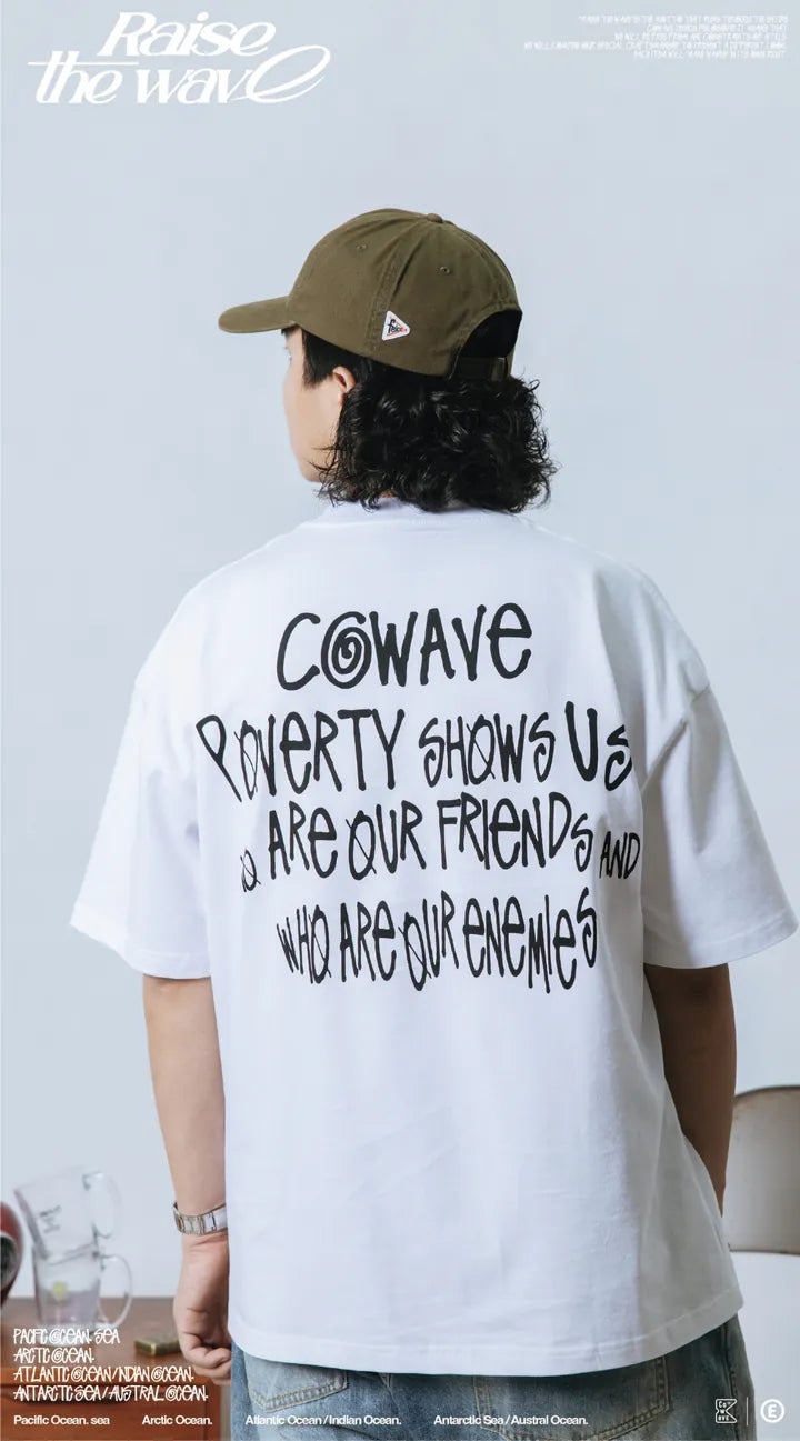 COWAVE 2024 Spring & Summer Begging Picture Font Tee - 白色款