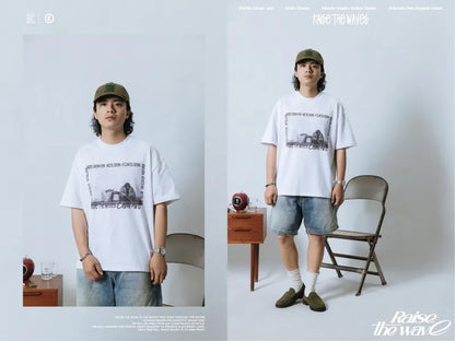 COWAVE 2024 Spring & Summer Begging Picture Font Tee - 白色款