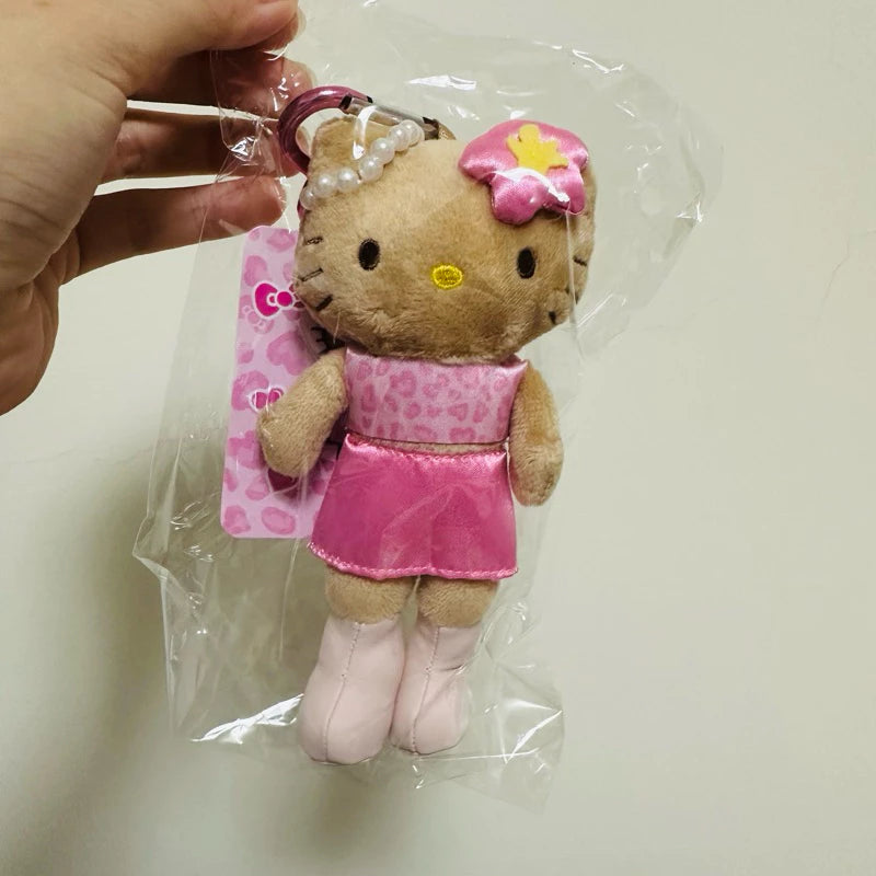 長腿hello kitty玩偶吊飾 粉色豹紋