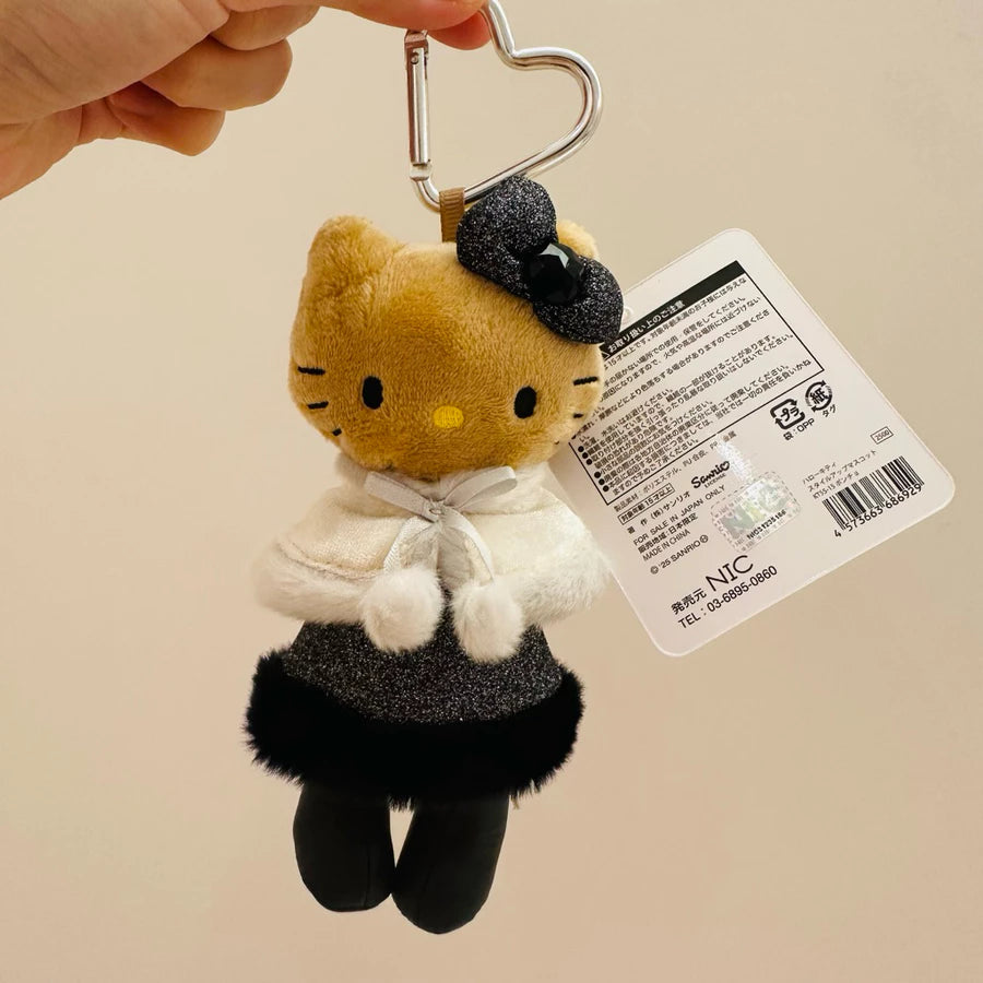 長腿hello kitty玩偶吊飾 披肩黑洋裝黑皮