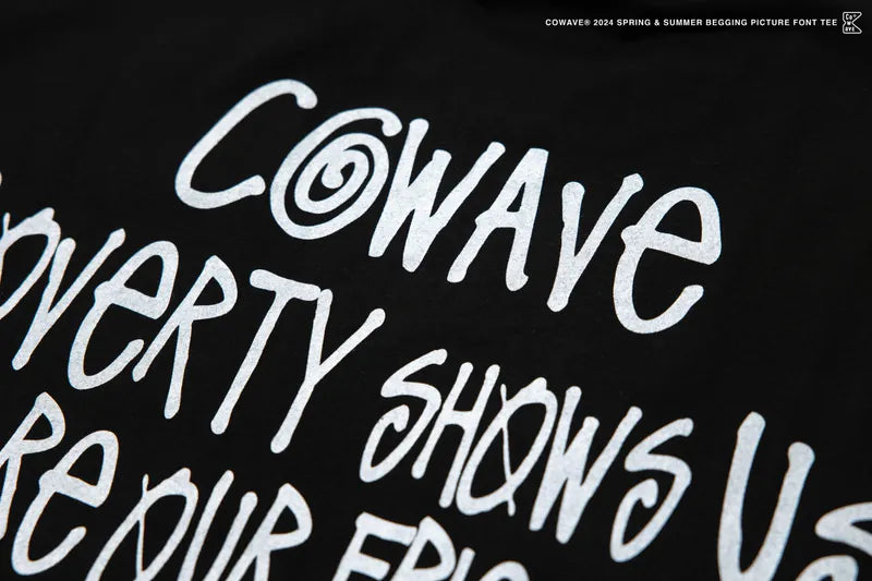 COWAVE 2024 Spring & Summer Begging Picture Font Tee - 黑色款