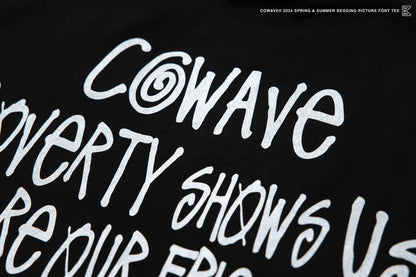 COWAVE 2024 Spring & Summer Begging Picture Font Tee - 黑色款