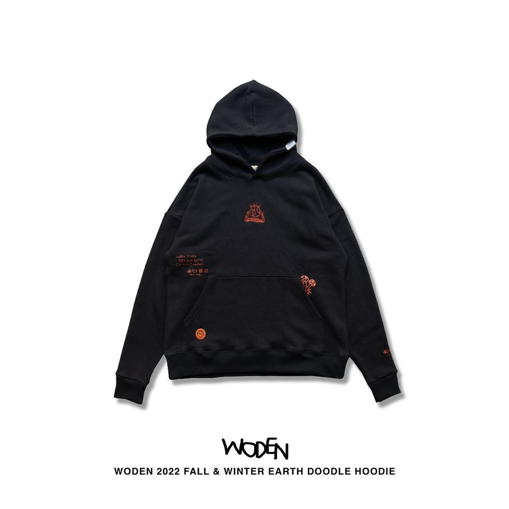 WODEN 2022 Fall & Winter Earth Doodle Hoodie 黑色款