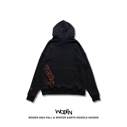 WODEN 2022 Fall & Winter Earth Doodle Hoodie 黑色款