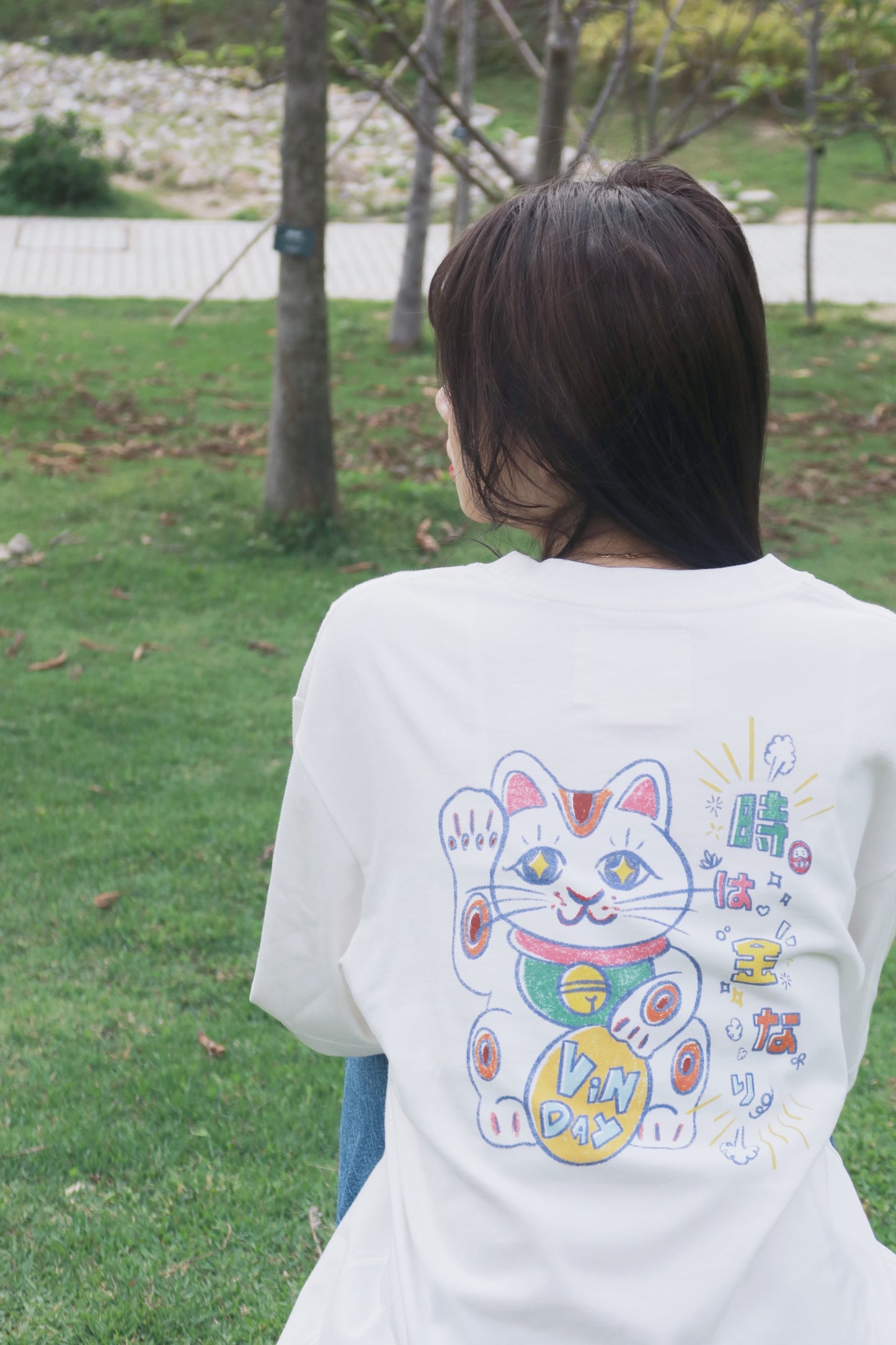 VINDAY 2022 S/S 手描き招き猫 Tee 白色